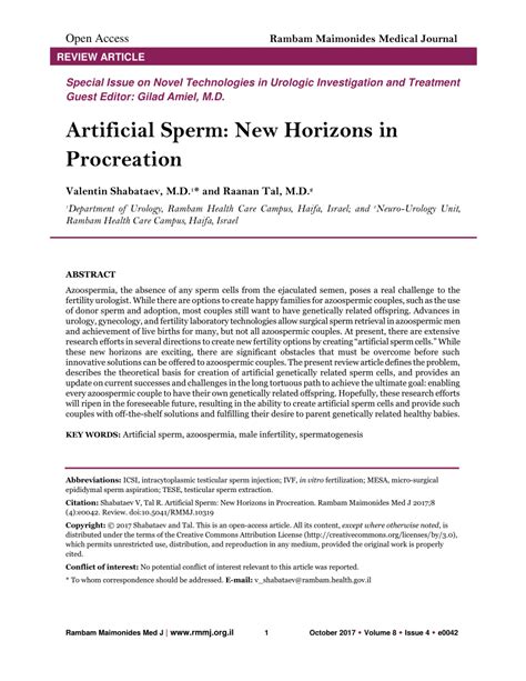 Artificial Sperm: New Horizons in Procreation